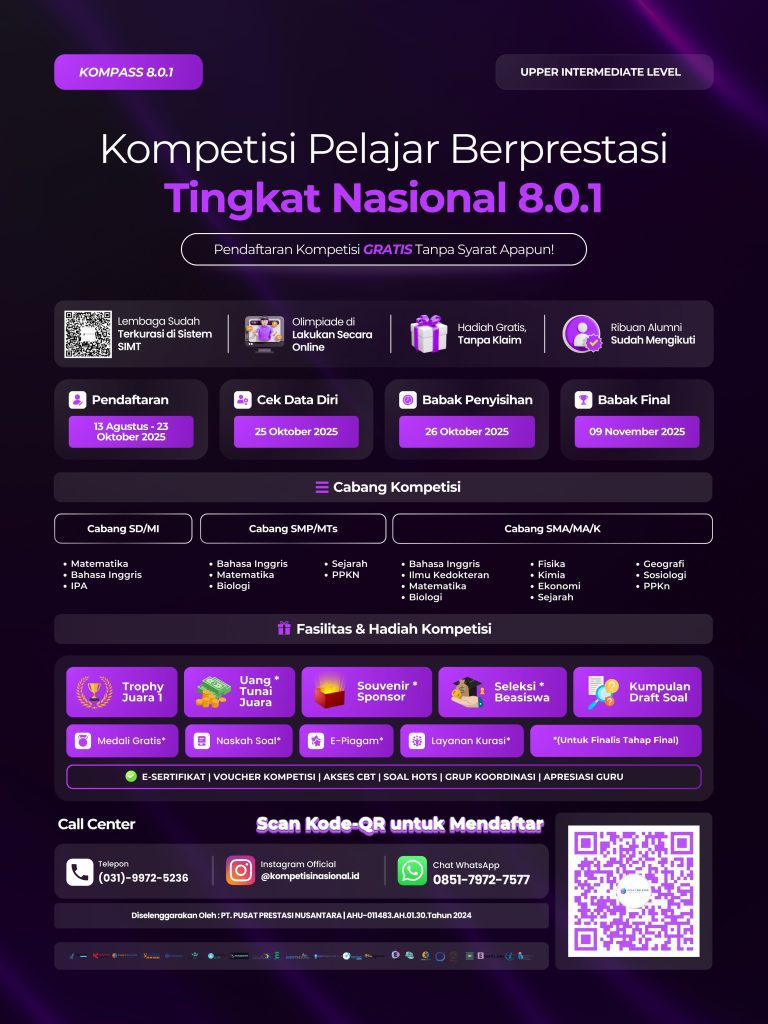 KOMPETISI PELAJAR BERPRESTASI TINGKAT NASIONAL 8.0.1 - UPPER INTERMEDIATE LEVEL